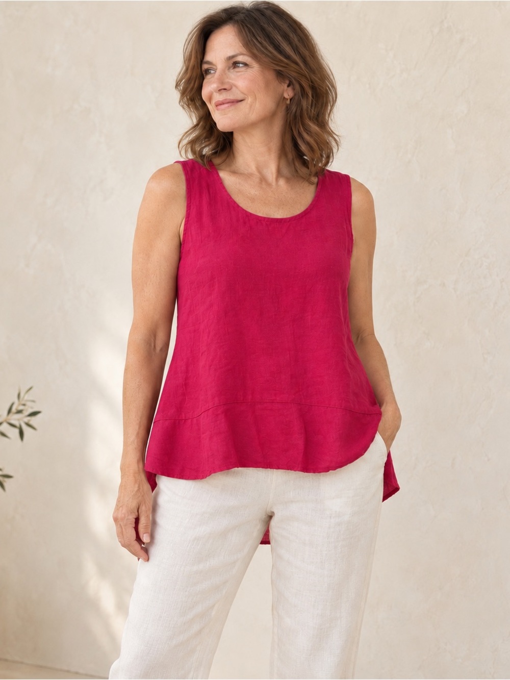 Habitat Linen Tank Top in Fuchsia Pink Large
